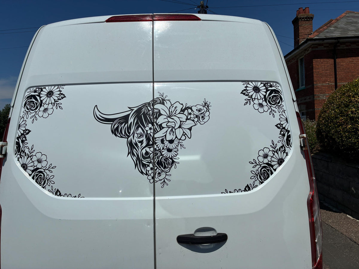 Highland cow and wildflowers - customer project photograph