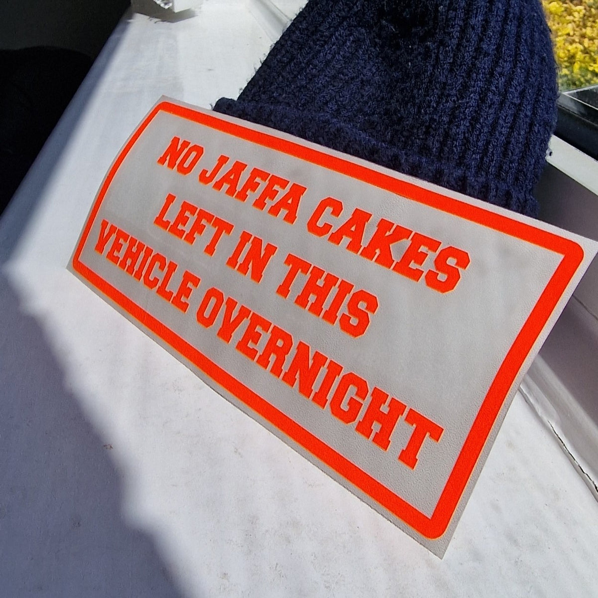 Jaffa Cakes vehicle sign — original project photograph