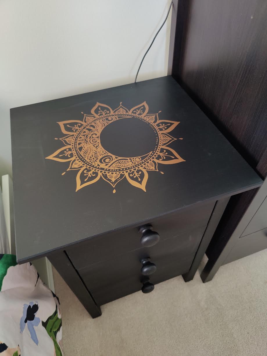 Moon and sun bedside cabinet — original project photograph