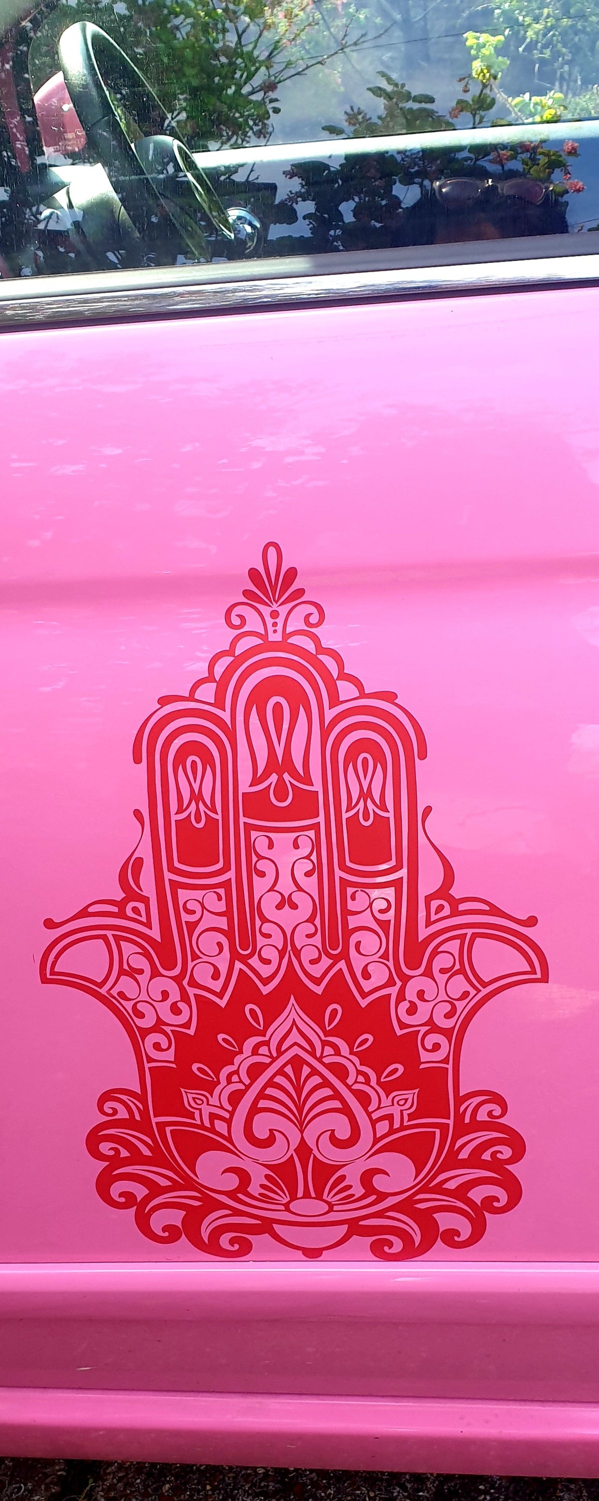 Pink Fiat decorative graphics — original project photograph