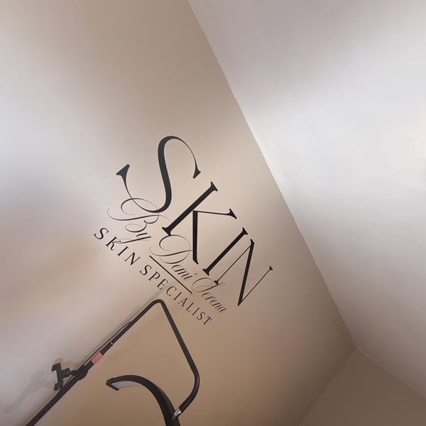 Black Skin Sanctuary logo applied to a pale wall.