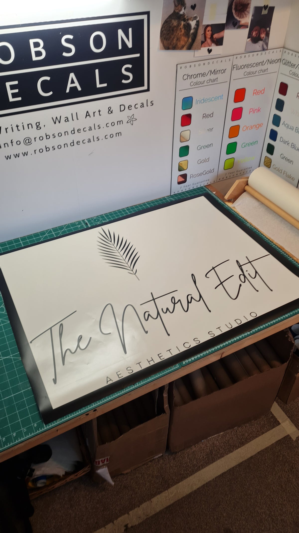 The Natural Edit — Script lettering and a fine leaf motif for an aesthetics studio.