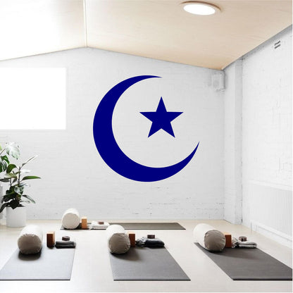 Minimal Islamic Crescent Moon and Star Wall Decal