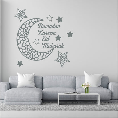 Ramadan Kareem Crescent Moon and Stars Wall Decal