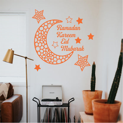 Ramadan Kareem Crescent Moon and Stars Wall Decal