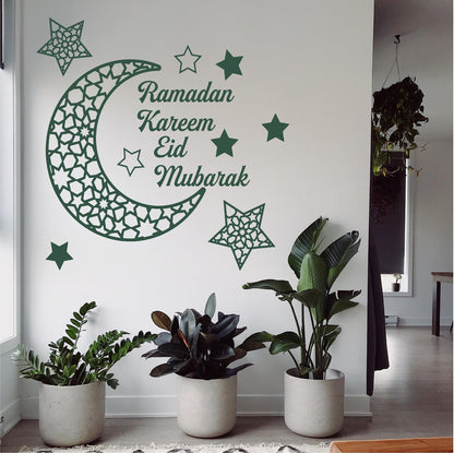 Ramadan Kareem Crescent Moon and Stars Wall Decal