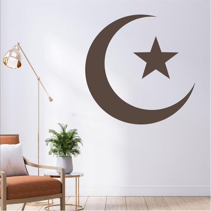 Minimal Islamic Crescent Moon and Star Wall Decal