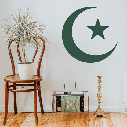 Minimal Islamic Crescent Moon and Star Wall Decal