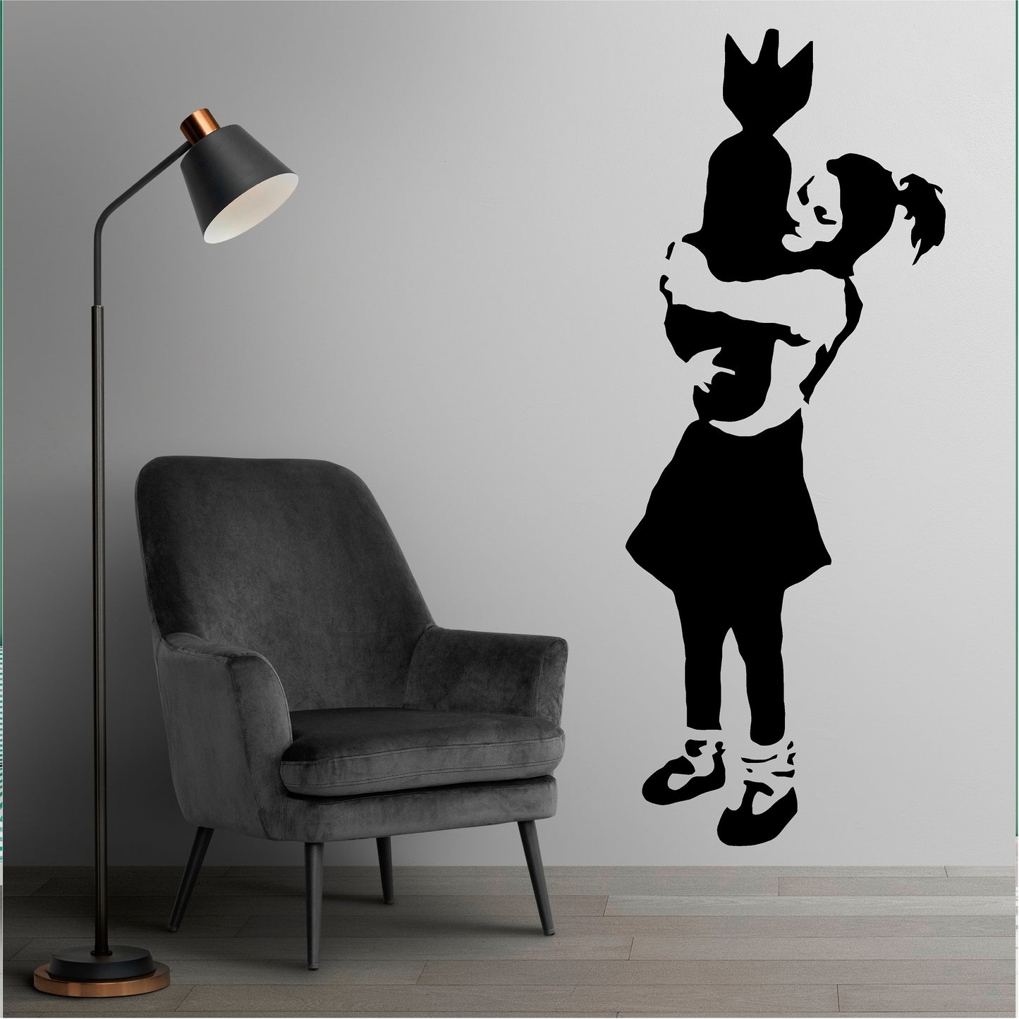 Banksy Girl Hugging Bomb - 0047