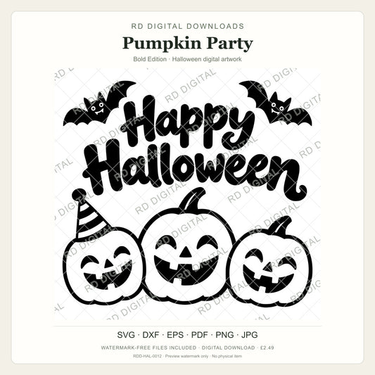 Watermarked Pumpkin Party, Bold Edition Halloween digital artwork; customer files are supplied without the watermark.