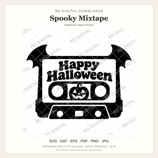 Watermarked Spooky Mixtape Halloween digital artwork; customer files are supplied without the watermark.