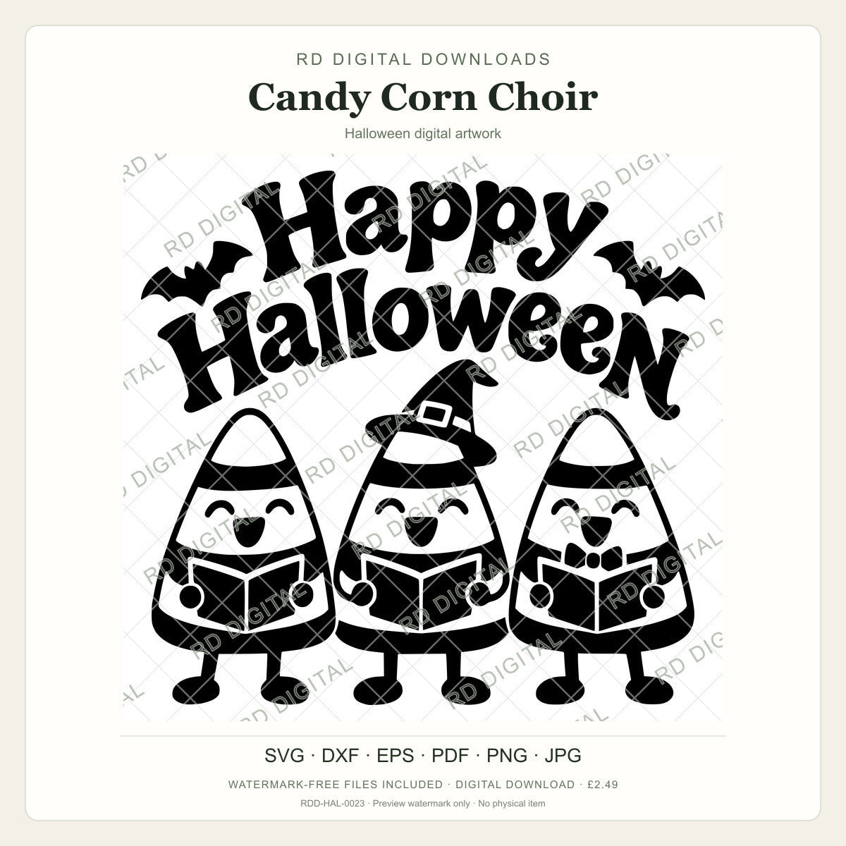 Watermarked Candy Corn Choir Halloween digital artwork; customer files are supplied without the watermark.