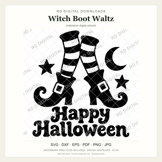 Watermarked Witch Boot Waltz Halloween digital artwork; customer files are supplied without the watermark.