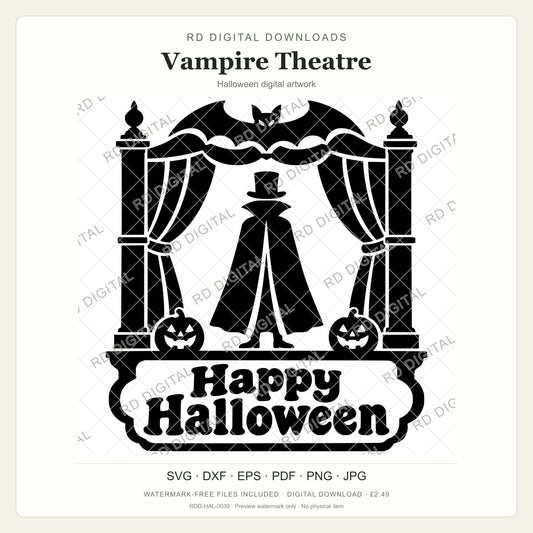 Watermarked Vampire Theatre Halloween digital artwork; customer files are supplied without the watermark.
