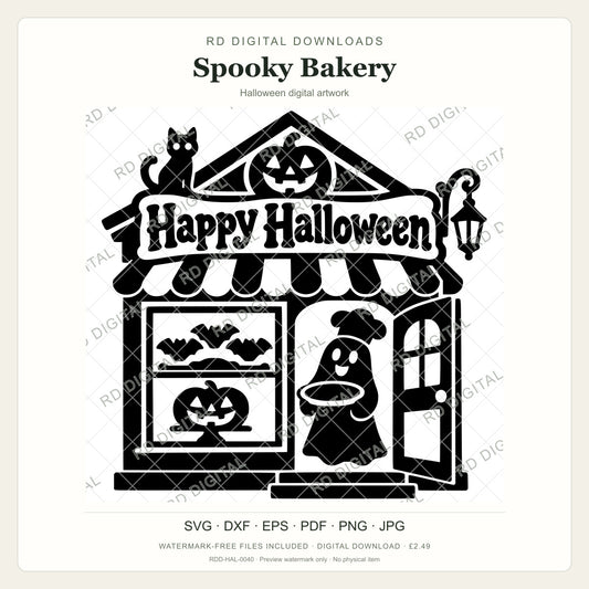 Watermarked Spooky Bakery Halloween digital artwork; customer files are supplied without the watermark.