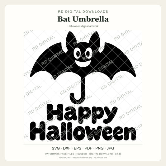 Watermarked Bat Umbrella Halloween digital artwork; customer files are supplied without the watermark.
