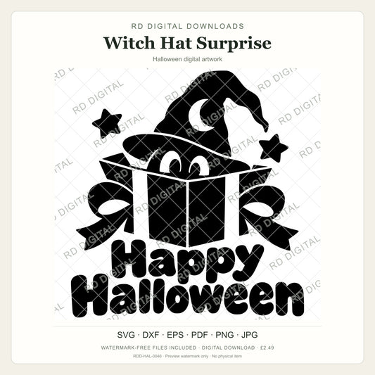Watermarked Witch Hat Surprise Halloween digital artwork; customer files are supplied without the watermark.