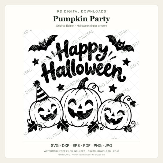 Watermarked Pumpkin Party, Original Edition Halloween digital artwork; customer files are supplied without the watermark.