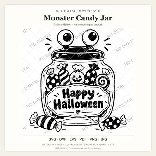 Watermarked Monster Candy Jar, Original Edition Halloween digital artwork; customer files are supplied without the watermark.