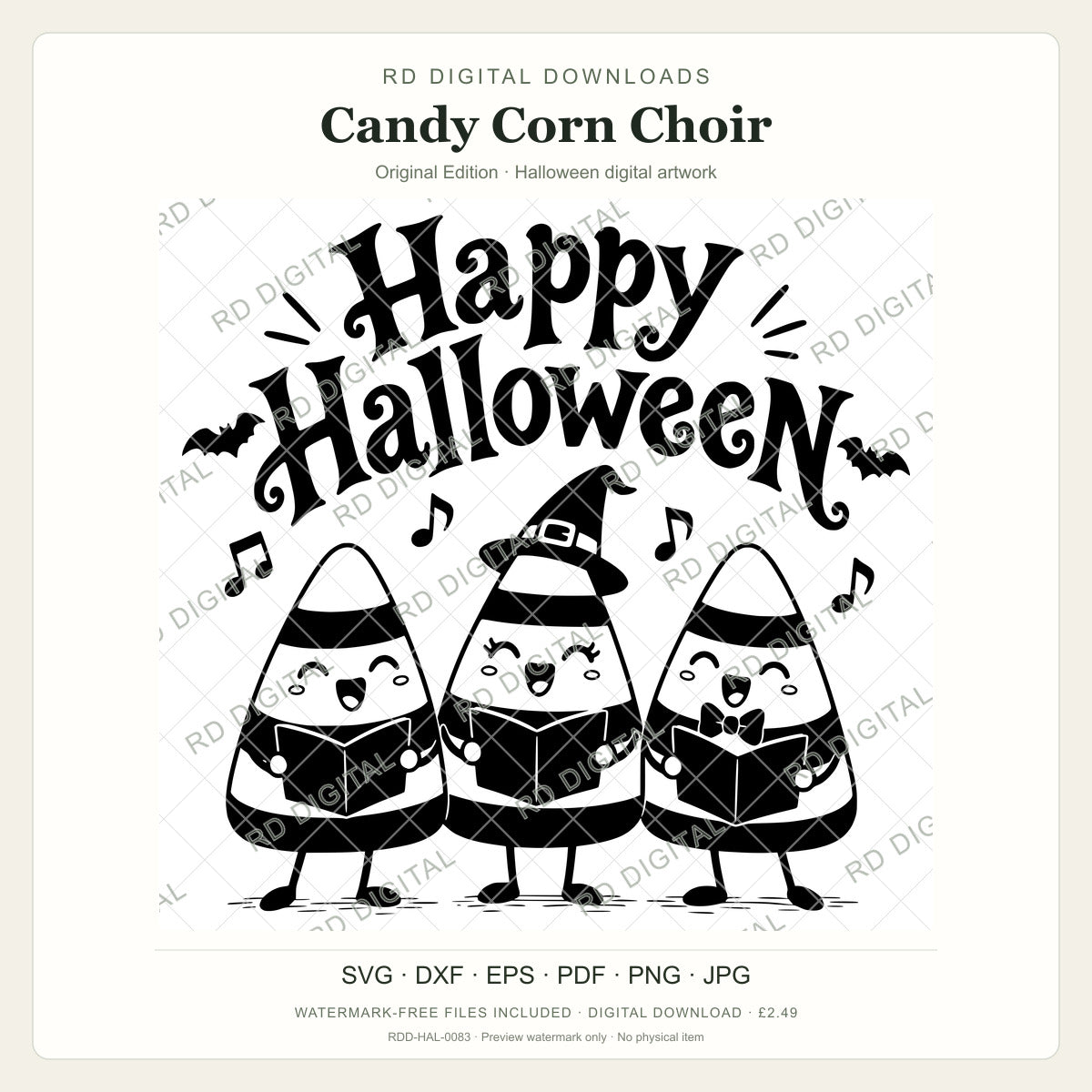 Watermarked Candy Corn Choir, Original Edition Halloween digital artwork; customer files are supplied without the watermark.