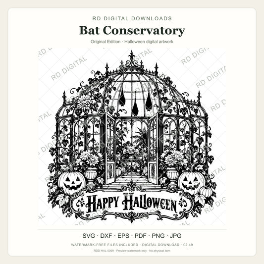 Watermarked Bat Conservatory, Original Edition Halloween digital artwork; customer files are supplied without the watermark.