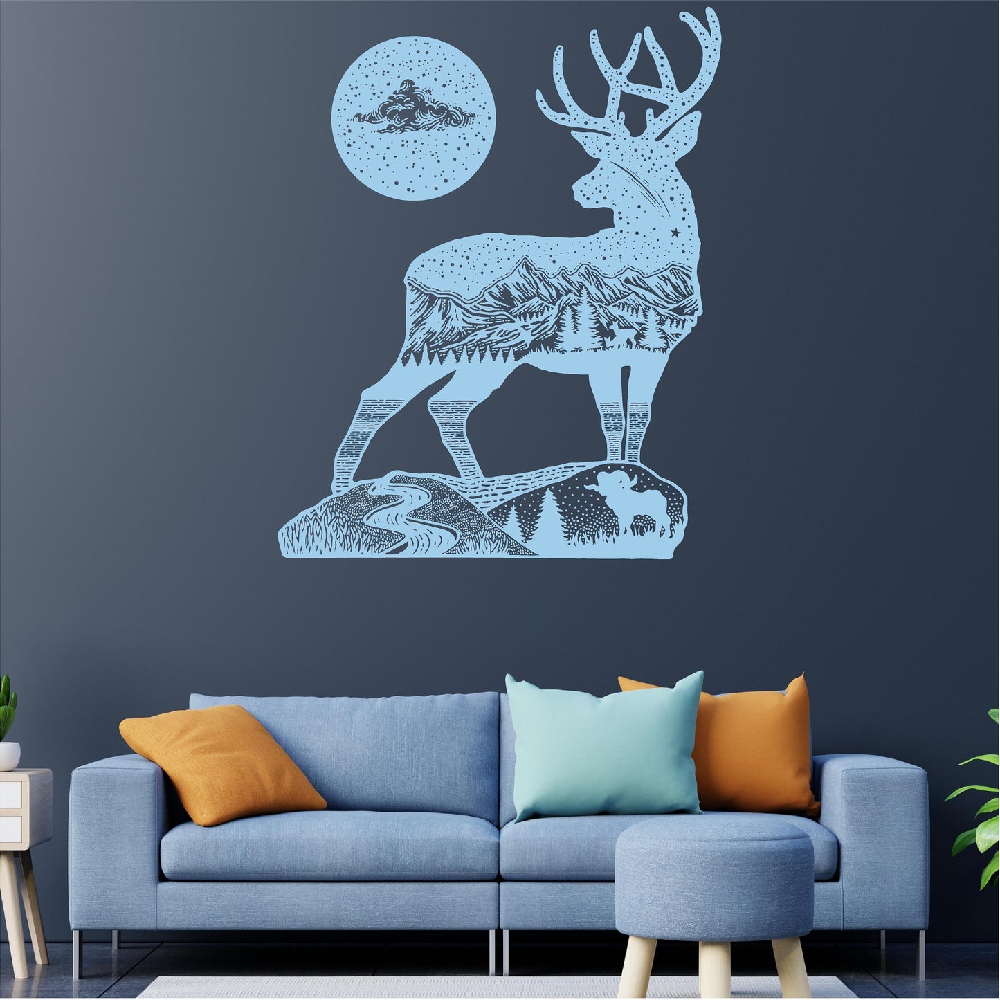 Stag Mountain Scene Stars Landscape
