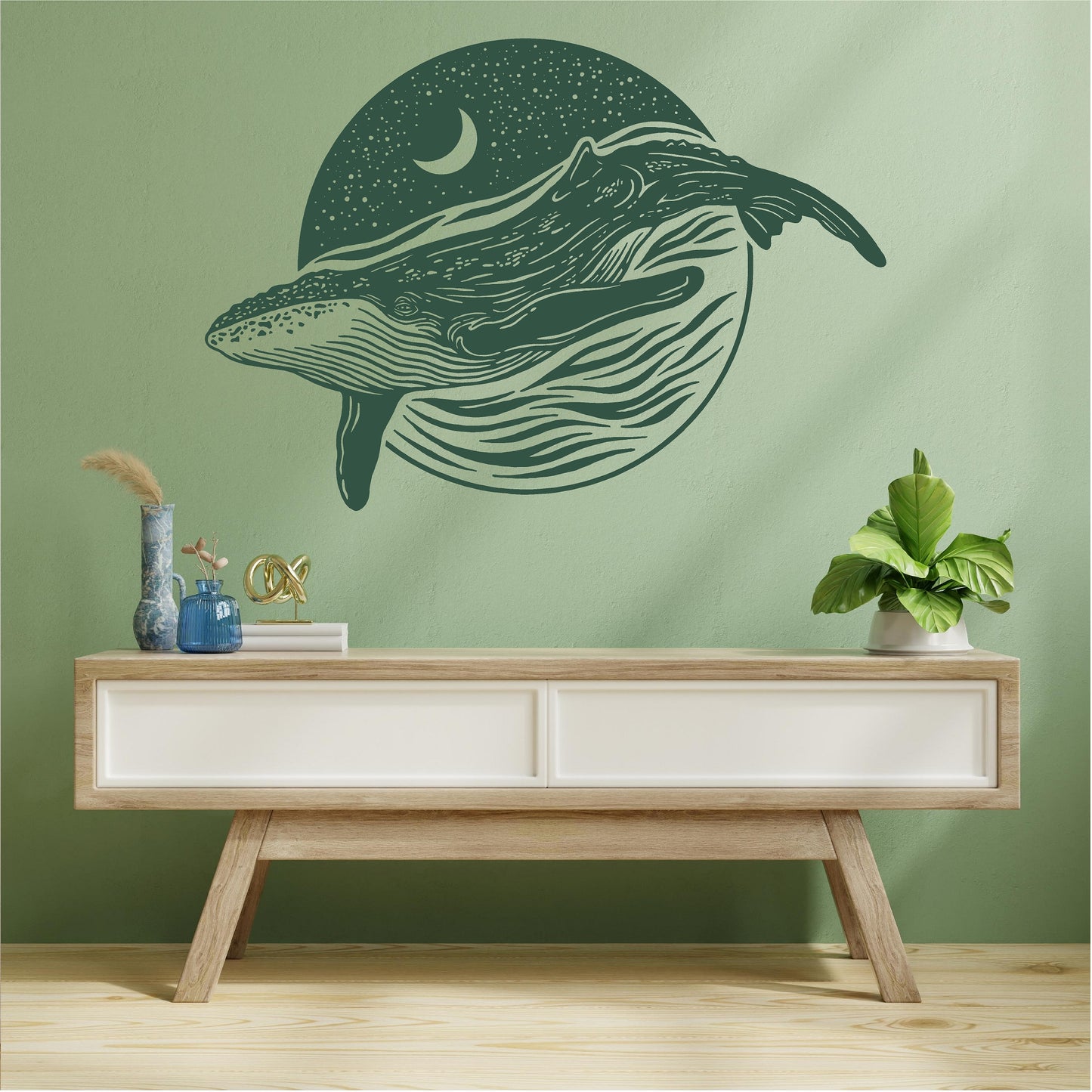 Whale Moon Night Stars Landscape