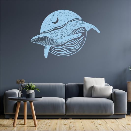 Whale Moon Night Stars Landscape