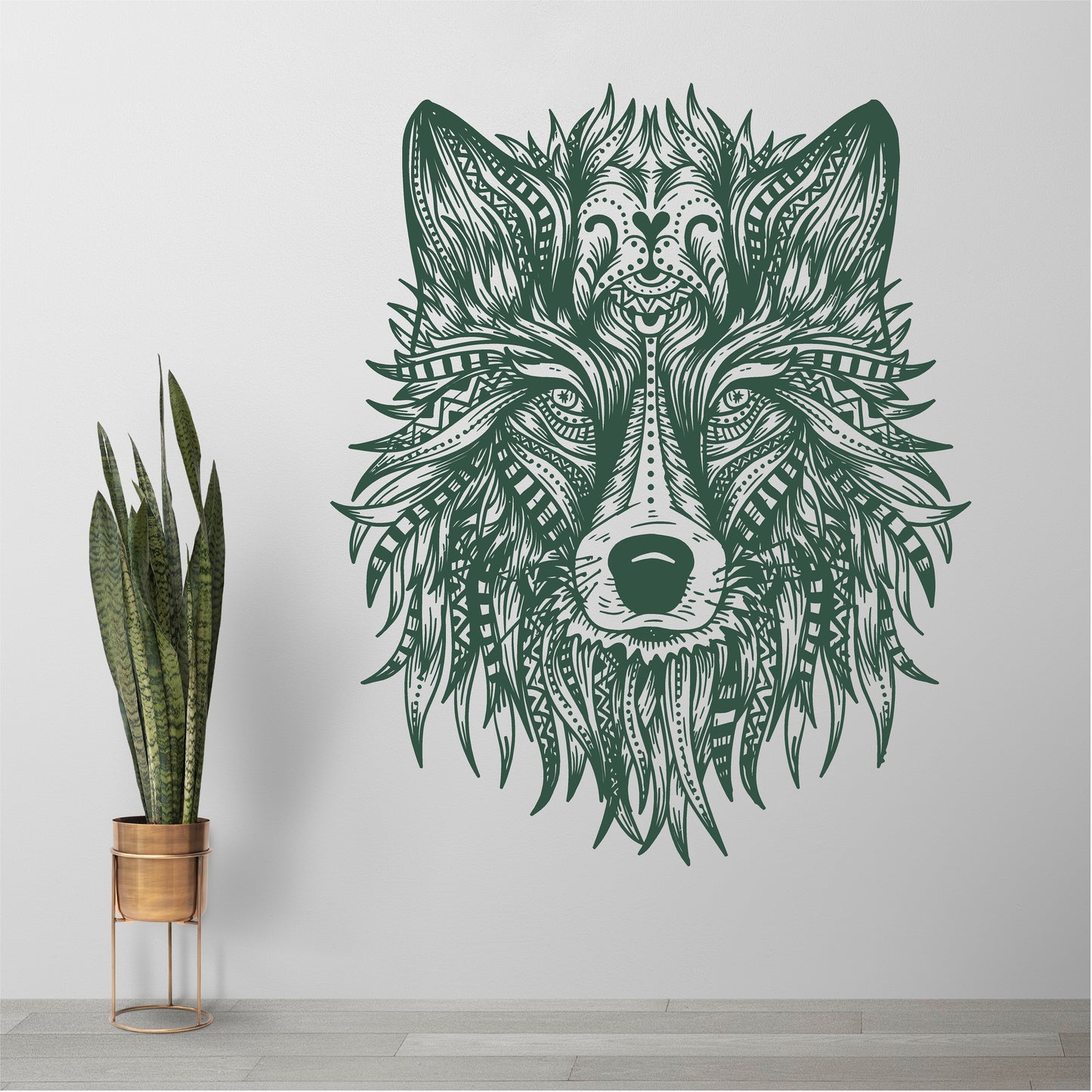 Boho Wolf Head Wall Decal Tribal