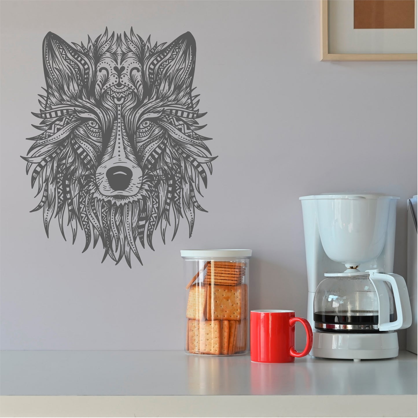 Boho Wolf Head Wall Decal Tribal