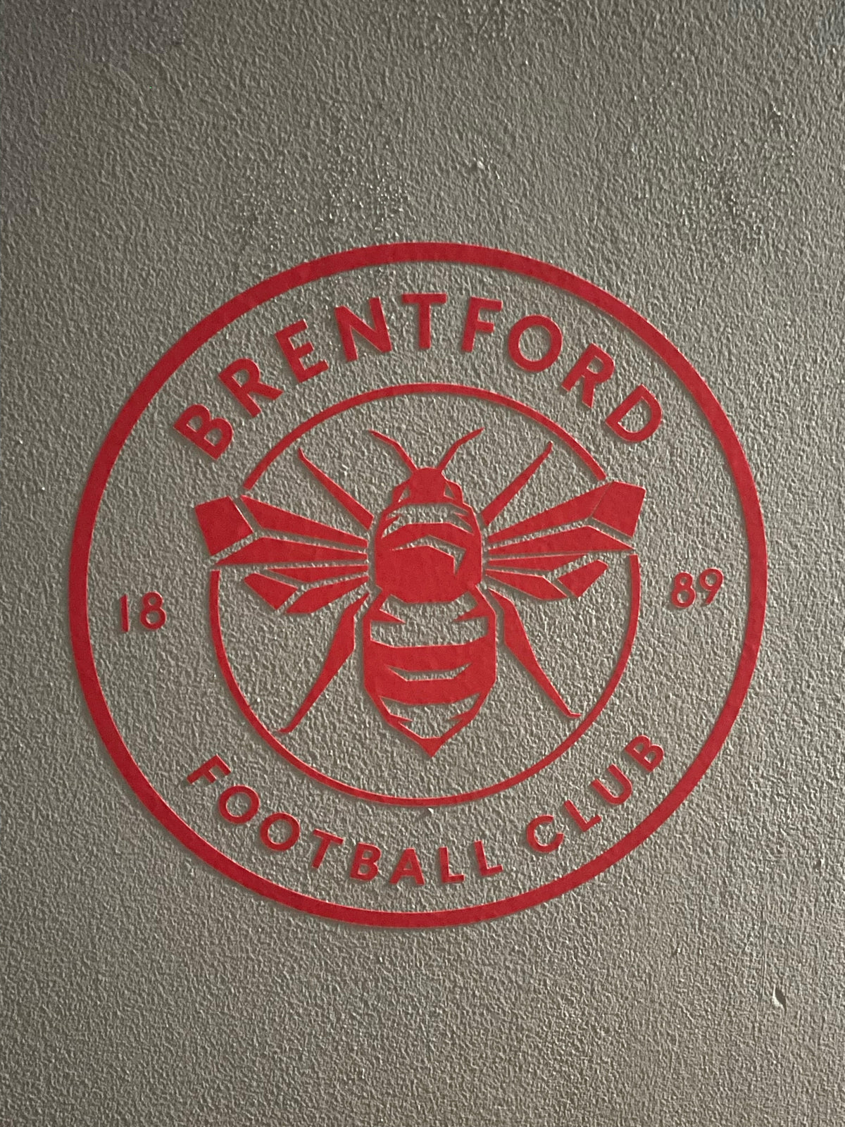 Brentford wall badge — original project photograph