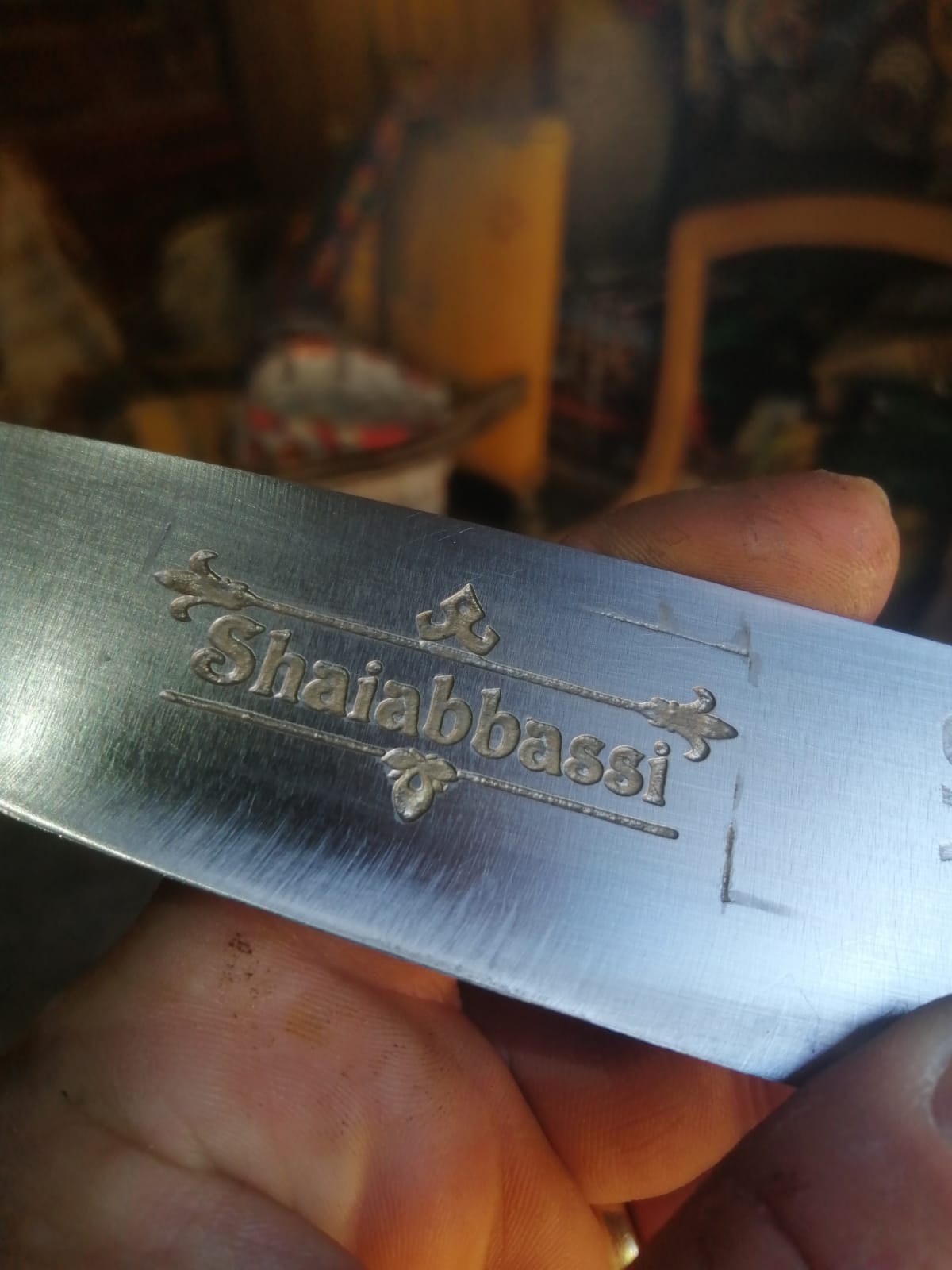 Etched blade examples — original project photograph