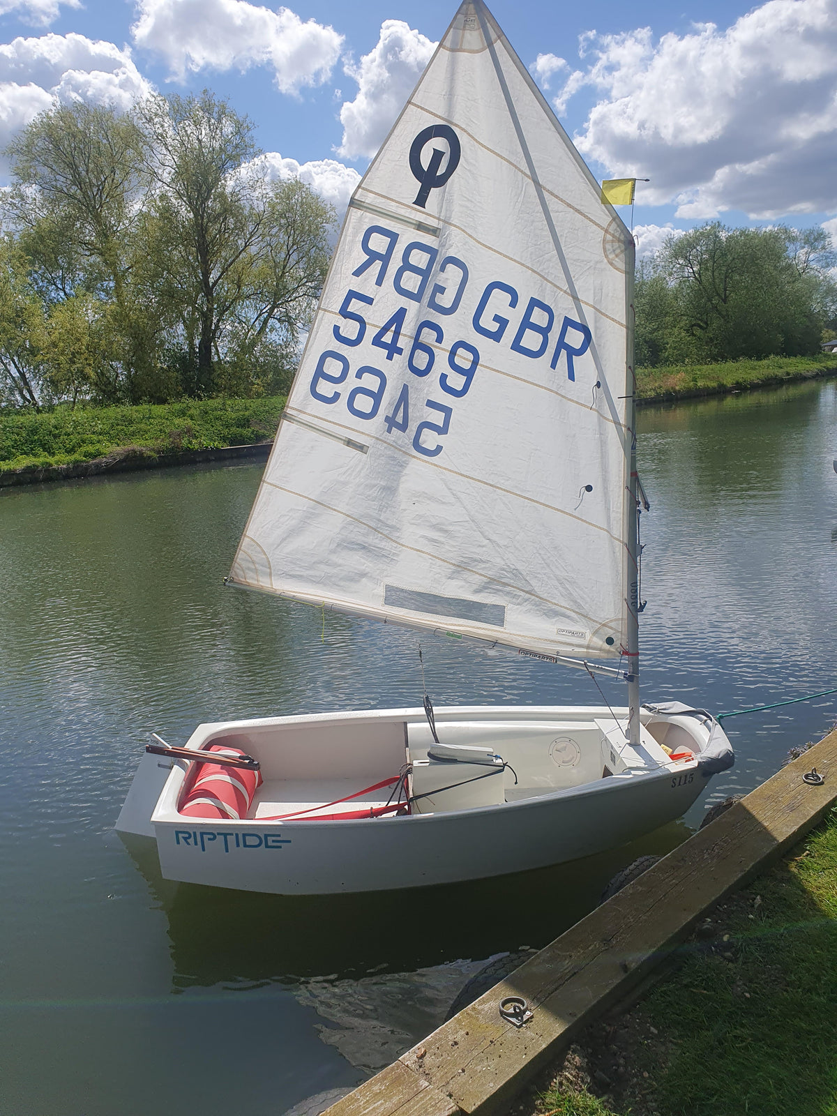 Riptide dinghy lettering — original project photograph
