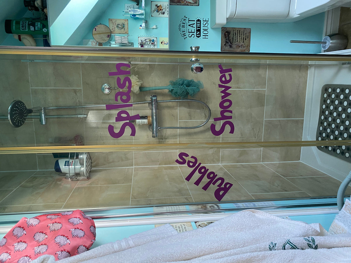 Shower lettering — original project photograph